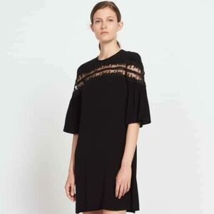 SANDRO PARIS TRANSPARENT LACE BAND DRESS SZ 1 US S‎